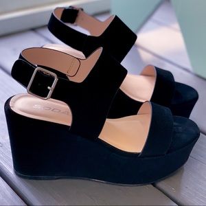 Soda Flat Black Wedge Size - 8